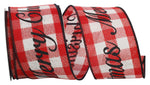 Load image into Gallery viewer, &quot;MERRY CHRISTMAS&quot; Celine Plaid Twill - Wired Edge Ribbon (Red &amp; White)-- Various Yard Sizes
