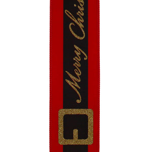 10 yards --- 2 ½ inch -- "MERRY CHRISTMAS" Santa Belt - Velvet Wired Edge Ribbon