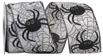 Load image into Gallery viewer, 10 yards --- 2 ½ inch -- Spider Web Glitter Halloween Wired Edge Ribbon, White / Black
