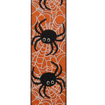 Load image into Gallery viewer, 10 yards --- 2 ½ inch -- Spider Web Glitter Halloween Wired Edge Ribbon, Orange / Black
