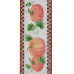 Load image into Gallery viewer, 10 yards --- 2 ½ inch --  Pumpkin Patch with Ticking Wired Edge Ribbon
