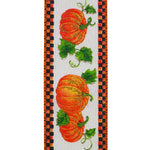 Load image into Gallery viewer, 10 yards --- 2 ½ inch --  Pumpkin Patch with Ticking Wired Edge Ribbon
