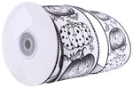 Load image into Gallery viewer, 10 yards --- 2 ½ inch --  Jack-O-Lantern Pumpkin Monotone Linen Wired Edge Ribbon, White / Black
