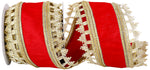 Load image into Gallery viewer, 5 yards --- 4 inch -- Regal Trim Cutout Edge Dupioni Wired Edge -- Christmas Ribbon
