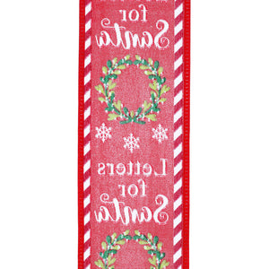 10 yards --- 2 ½ inch --  Letters for SANTA - Wired Edge Ribbon