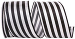 Load image into Gallery viewer, Continuous Stripe - Black &amp; White - Wired Edge Ribbon -- Various Yard Sizes
