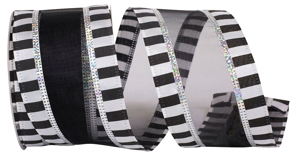 Beetlejuice Ticking Sheer Wired Edge Ribbon -- Various Yard Sizes