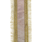 Load image into Gallery viewer, 5 yards --- 2 ½ inch -- Champagne Color -- Plush Velvet Jeweled Fringe Wired Edge - Christmas Ribbon
