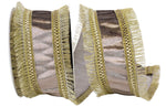 Load image into Gallery viewer, 5 yards --- 2 ½ inch -- Champagne Color -- Plush Velvet Jeweled Fringe Wired Edge - Christmas Ribbon
