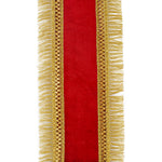 Load image into Gallery viewer, 5 yards --- 2 ½ inch -- Red / Gold Color --- Velvet Plush Regal Fringe Wired Edge - Christmas Ribbon
