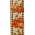 Load image into Gallery viewer, 10 yards --- 2 ½ inch --  Pumpkin Patch Glitter Gingham Wired Edge Ribbon, Moss &amp; Burgundy Colors
