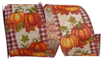 Load image into Gallery viewer, 10 yards --- 2 ½ inch --  Pumpkin Patch Glitter Gingham Wired Edge Ribbon, Moss &amp; Burgundy Colors
