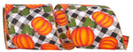 Load image into Gallery viewer, Pumpkins Gingham Glitter Wired Edge Ribbon -- Various Yard Sizes
