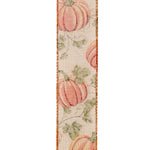 Load image into Gallery viewer, Pumpkin Vine Glitter Linen Wired Edge Ribbon -- Various Yard Sizes
