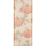 Load image into Gallery viewer, Pumpkin Vine Glitter Linen Wired Edge Ribbon -- Various Yard Sizes
