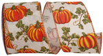 Load image into Gallery viewer, Pumpkin Vine Glitter Linen Wired Edge Ribbon -- Various Yard Sizes
