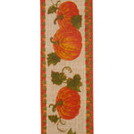 Load image into Gallery viewer, 10 yards --- 2 ½ inch --  Pumpkin Vine Glitter Linen Gingham Wired Edge Ribbon
