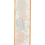 Load image into Gallery viewer, 10 yards --- 2 ½ inch -- Pumpkin Patterns Muslin Wired Edge Ribbon
