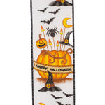 Load image into Gallery viewer, 10 yards --- 2 ½ inch --  Witches Hat and Pumpkins Wired Edge Ribbon
