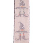 Load image into Gallery viewer, 10 yards --- 2 ½ inch --  Witches Shoes Legs and Hat Linen Wired Edge Ribbon, Natural Color
