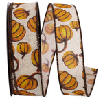 Load image into Gallery viewer, Pumpkin Tumble Hopsack Wired Edge Ribbon -- Various Yard Sizes
