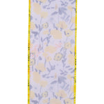 Load image into Gallery viewer, The reverse side of the 100% polyester Wild Flower Amarillo ribbon, showing the lighter translucent view of the printed yellow wildflower design.
