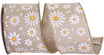 Load image into Gallery viewer, Daisy Petals Linen Wired Edge Ribbon –- Various Sizes
