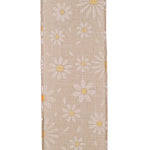 Load image into Gallery viewer, Daisy Petals Linen Wired Edge Ribbon –- Various Sizes

