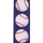 Load image into Gallery viewer, Baseball Grand Linen Wired Edge Ribbon - Navy Color -- 2.5" x 10 Yards

