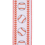 Load image into Gallery viewer, Baseball Stitching Linen Wired Edge Ribbon - White / Red Color -- 2.5" x 10 Yards
