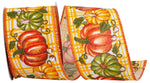 Load image into Gallery viewer, 10 yards --- 2 ½ inch --  Pumpkin Colors Plaid Linen Wired Edge Ribbon
