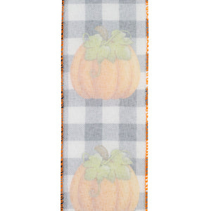 10 yards --- 2 ½ inch --  Pumpkin Grande Gingham Wired Edge Ribbon