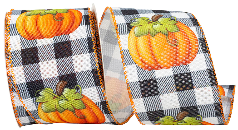 10 yards --- 2 ½ inch --  Pumpkin Grande Gingham Wired Edge Ribbon