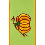 Load image into Gallery viewer, 5 yards --- 4 inch -- Deluxe Pumpkin Sequin Embroidered Wired Edge Ribbon

