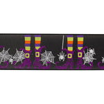 Load image into Gallery viewer, 10 yards --- 2 ½ inch -- Witches Legs  &amp; Spider Webs Glitter Wired Edge Ribbon, Black
