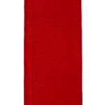 Load image into Gallery viewer, The solid red reverse side of the 4 inch dupioni backed ribbon, showcasing its luxury textured slub weave surface and clean stitched edge profile.
