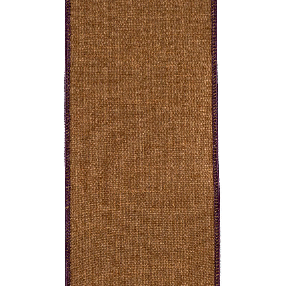 Football Outlines Deluxe Dupioni Wired Edge Ribbon - Brown Color -- 4" x 5 Yards