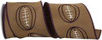 Load image into Gallery viewer, Football Outlines Deluxe Dupioni Wired Edge Ribbon - Brown Color -- 4&quot; x 5 Yards
