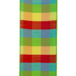 Load image into Gallery viewer, The reverse side of the 100% polyester dupioni ribbon, displaying the neatly mirrored block colors and clean structural stitched edge from behind.
