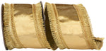 Load image into Gallery viewer, 5 yards --- 4 inch -- Gold Color -- Plush Velvet Fringed Trimming Deluxe Dupioni Backed Wired Edge -- Christmas Ribbon
