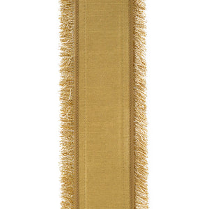 5 yards --- 2 ½ inch -- Gold Color -- Plush Velvet Fringed Trimming Deluxe Dupioni Backed Wired Edge -- Christmas Ribbon