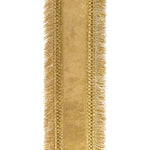 Load image into Gallery viewer, 5 yards --- 2 ½ inch -- Gold Color -- Plush Velvet Fringed Trimming Deluxe Dupioni Backed Wired Edge -- Christmas Ribbon
