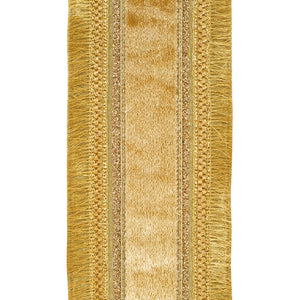 5 yards --- 4 inch -- Plush Gold - Velvet Regal Trimming Fringe Deluxe Overlay Wired Edge - Christmas Ribbon