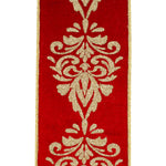 Load image into Gallery viewer, 5 yards --- 4 inch -- Velvet Filigree Glitter Deluxe Metallic Backed Wired Edge -- Christmas Ribbon
