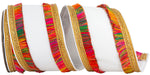 Load image into Gallery viewer, 5 yards --- 4 inch - Dupioni Trimming - Multicolor Fringe -  Wired Edge Ribbon
