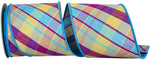 Load image into Gallery viewer, Wide turquoise multicolor plaid wired ribbon in 4 inch width
