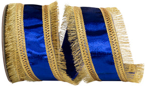 5 yards --- 2 ½ inch -- Royal Color -- Plush Velvet Regal Trimming Fringe Deluxe Overlay Wired Edge - Christmas Ribbon