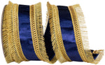 Load image into Gallery viewer, 5 yards --- 2 ½ inch -- Navy Color -- Plush Velvet Regal Trimming Fringe Deluxe Overlay Wired Edge - Christmas Ribbon
