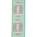 Load image into Gallery viewer, Football Fun Wired Edge Ribbon - Green Color -- 2.5&quot; x 10 Yards

