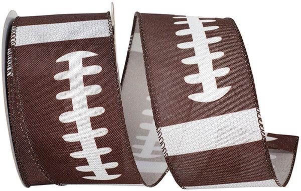 Football Laces Wired Edge Ribbon - Brown Color -- 2.5" x 10 Yards